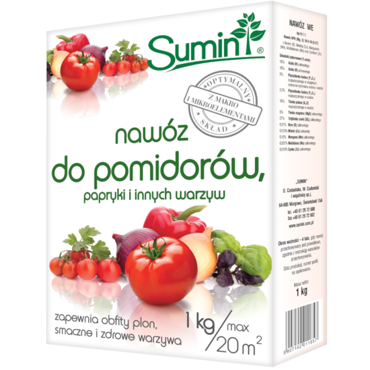 SUMIN NAWÓZ DO POMIDORÓW, PAPRYKI I INNYCH WARZYW 1 kg OPTYMALNY SKŁAD