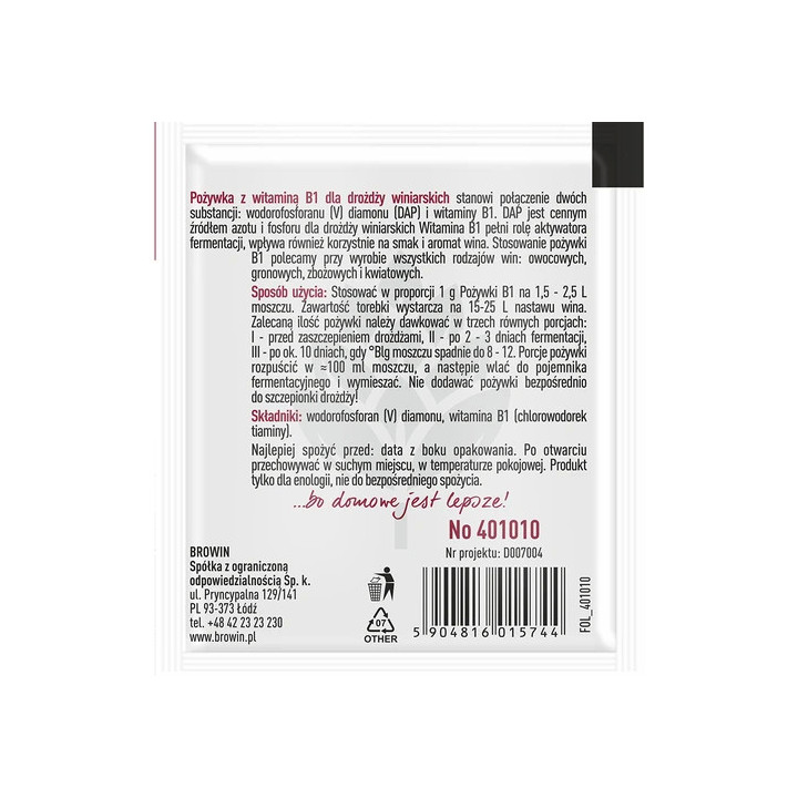 POŻYWKA DO WINA Z WITAMINĄ B