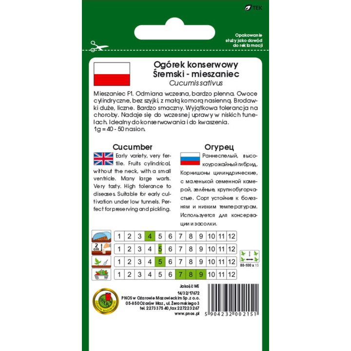 OGÓREK GRUNTOWY ŚREMSKI F1 5g