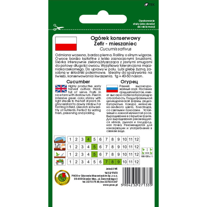 OGÓREK GRUNTOWY ZEFIR F1 5g