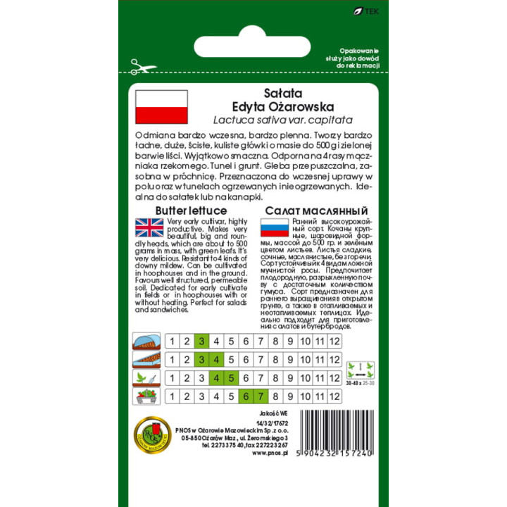 SAŁATA GŁOWIASTA MASŁOWA EDYTA OŻAROWSKA 1g