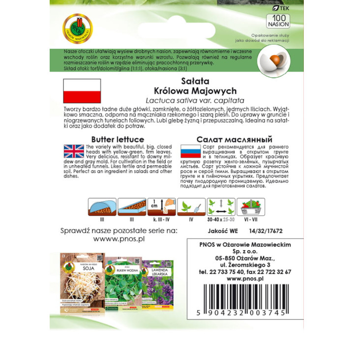 SAŁATA GŁOWIASTA MASŁOWA KRÓLOWA MAJOWYCH 100z