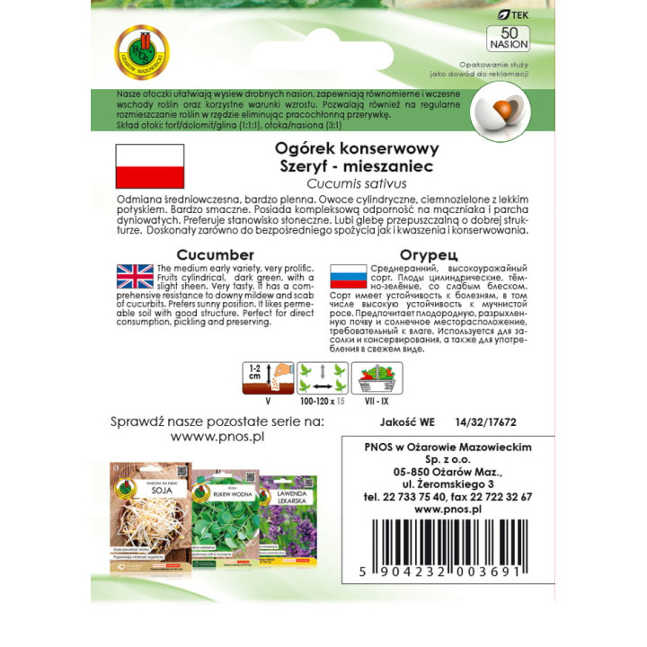 OGÓREK GRUNTOWY SZERYF F1 50z OT