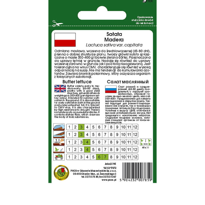 SAŁATA GŁOWIASTA MASŁOWA MADERA 1g