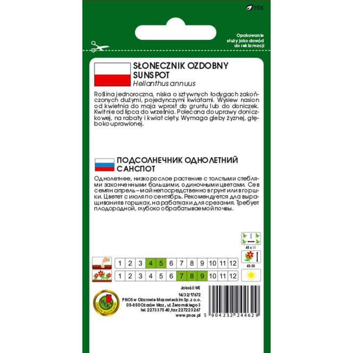 SŁONECZNIK OZDOBNY SUNSPOT NISKI ŻÓŁTY 1g