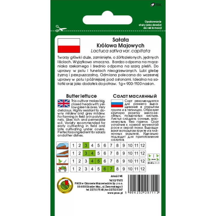 SAŁATA GŁOWIASTA MASŁOWA KRÓLOWA MAJOWYCH 1g