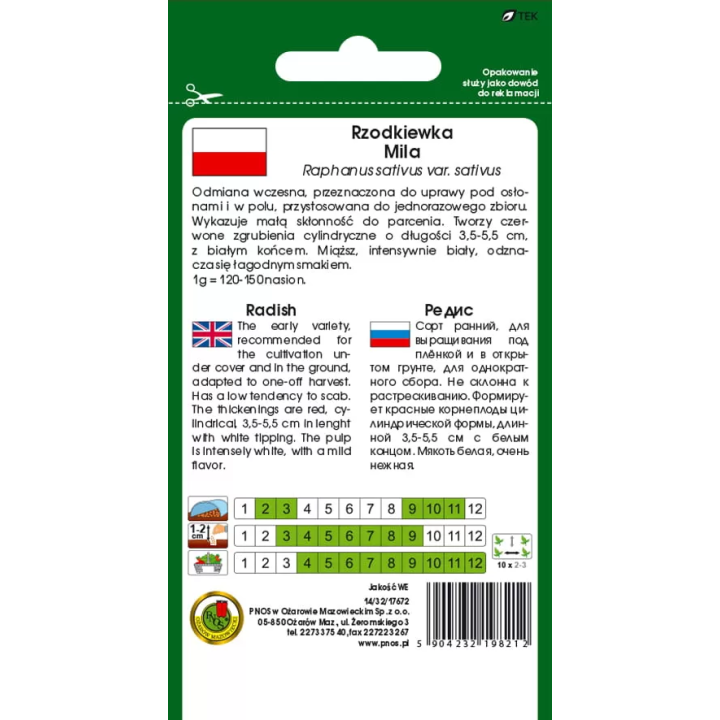 RZODKIEWKA MILA 10g podłużna z białym końcem