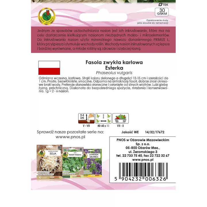 FASOLA ZIELONA KARŁOWA ESTERKA INKRUSTOWANA 30g SZPARAGOWA