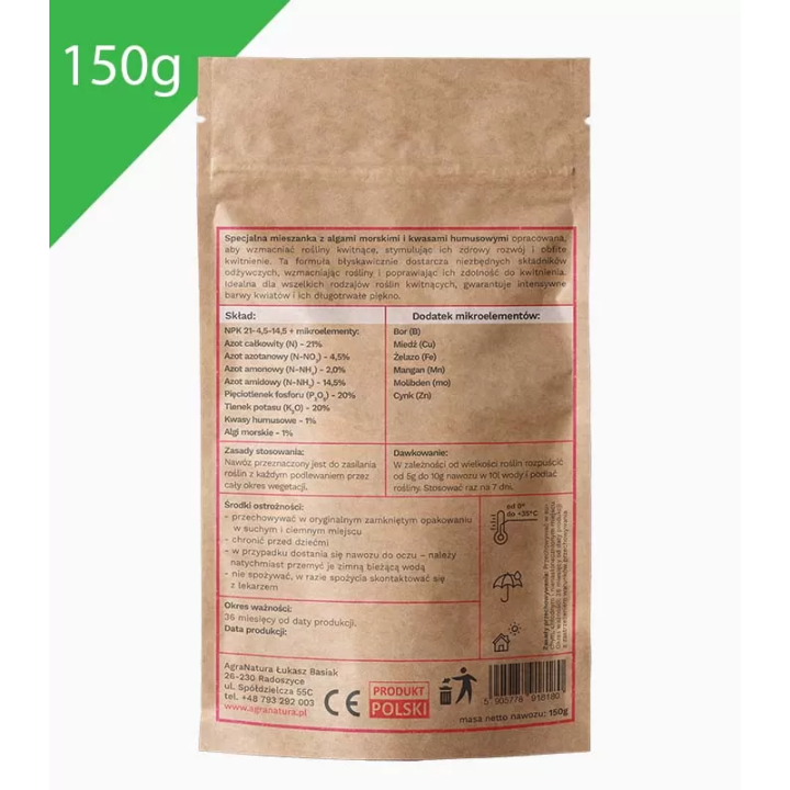 NAWÓZ DO ROŚLIN KWITNĄCYCH 150g AGRA NATURA