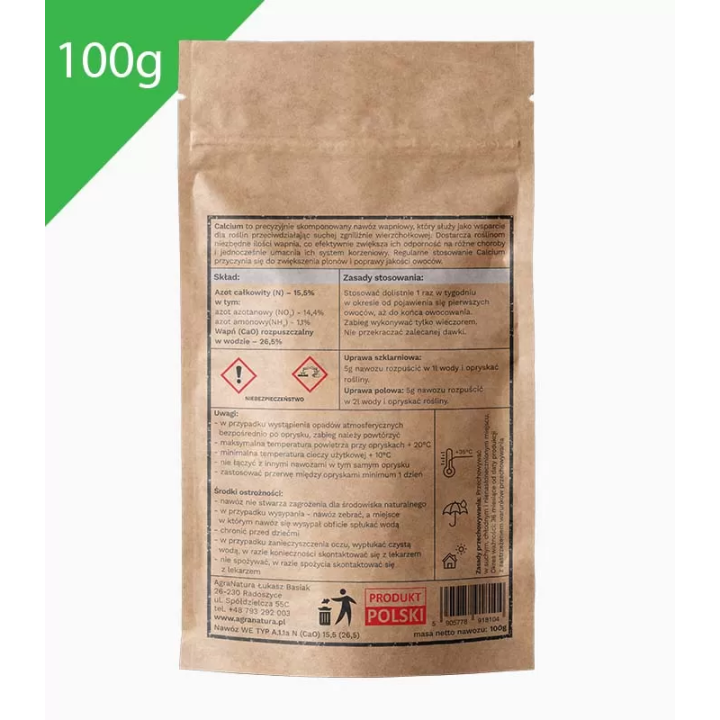CALCIUM 100g NAWÓZ WAPNIOWY ZDROWE I SMACZNE WARZYWA AGRA NATURA