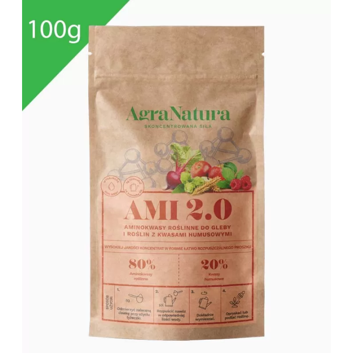 AMI 2.0 100g aminokwasy roślinne z kwasami humusowymi AGRA NATURA