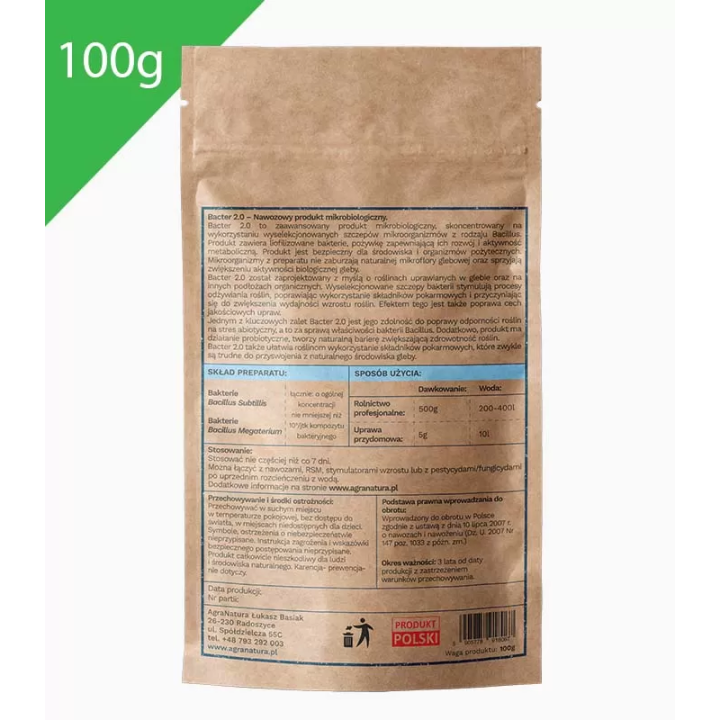 BACTER 2.0 100g pożyteczne bakterie do gleby AGRA NATURA
