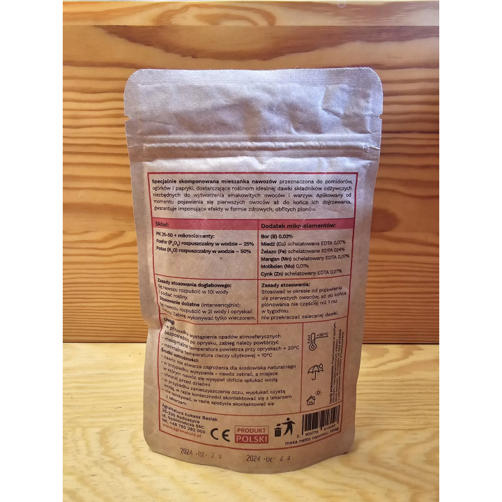 NAWÓZ "SMACZNE OWOCE I WARZYWA" 100g DO POMIDORÓW, OGÓRKÓW I PAPRYKI AGRA NATURA
