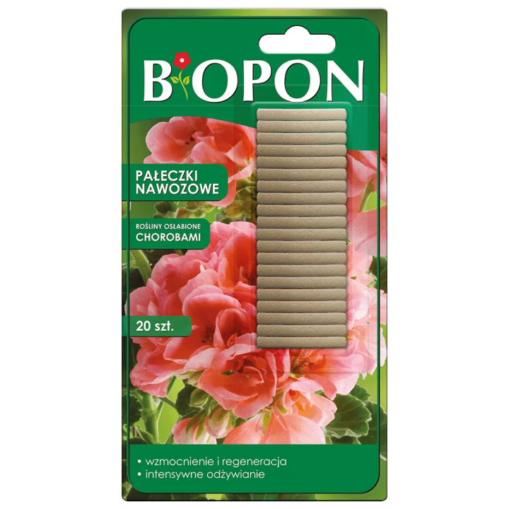 BIOPON pałeczki nawozowe do roślin osłabionych chorobami/blister 20szt/