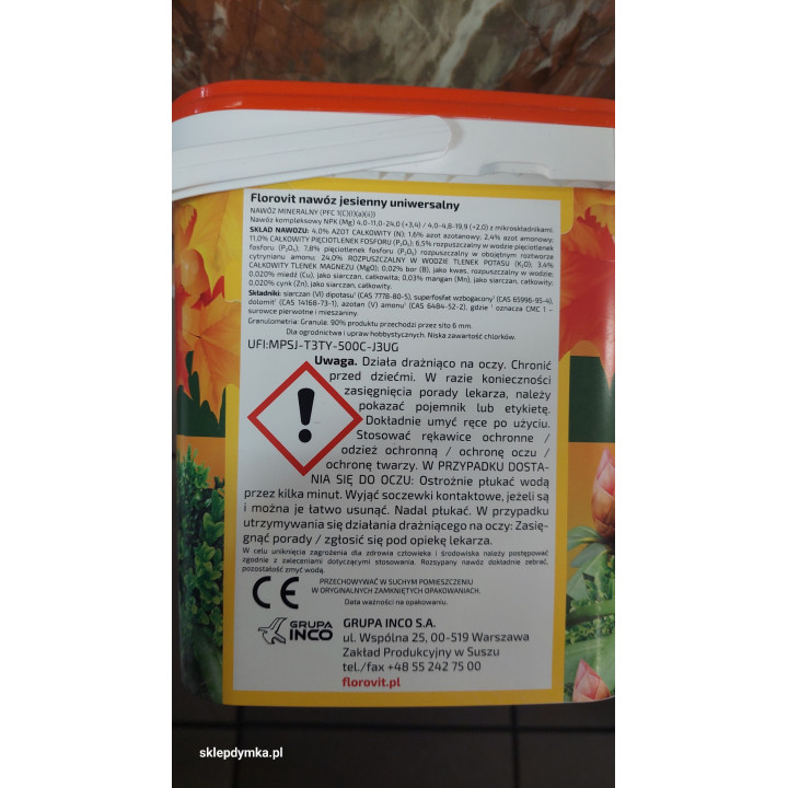NAWÓZ FLOROVIT JESIENNY 4KG UNIWERSALNY WIADERKO