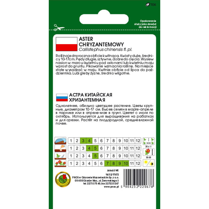 ASTER CHRYZANTEMOWY NIEBIESKI 0,8g