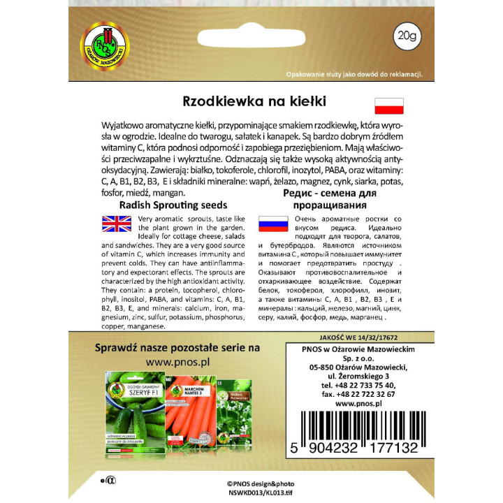 NASIONA NA KIEŁKI RZODKIEWKA 20g