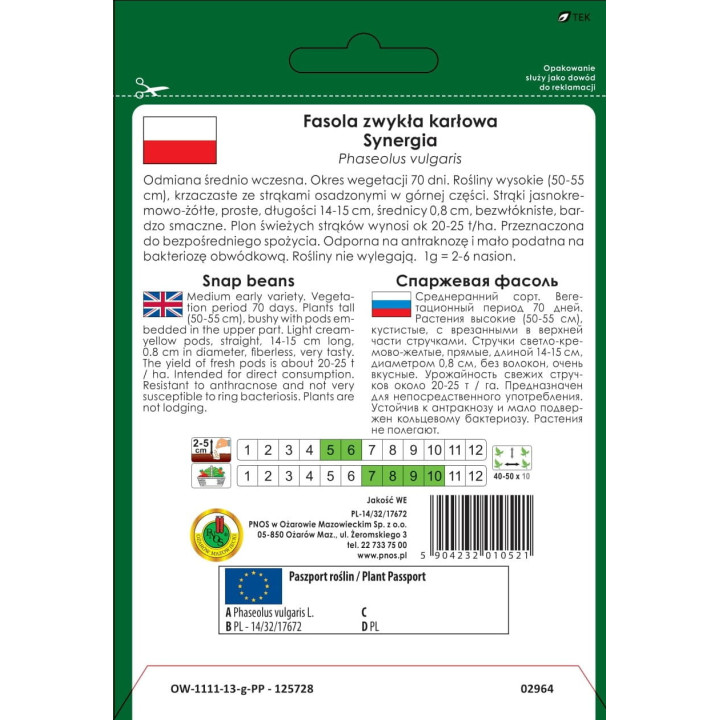 FASOLA sz.ŻÓŁTA KARŁOWA SYNERGIA 50g