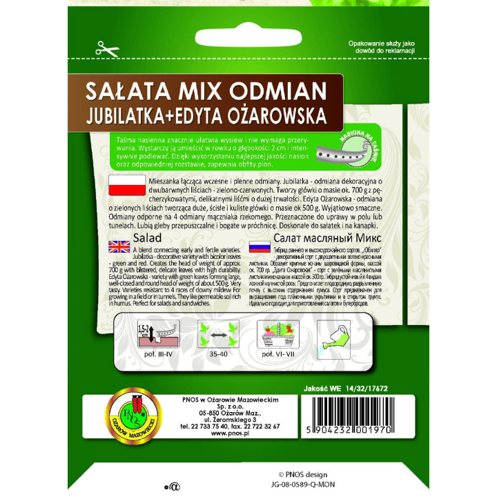 SAŁATA GŁOWIASTA MASŁOWA JUBILATKA+EDYTA OŻAROWSKA 6m 