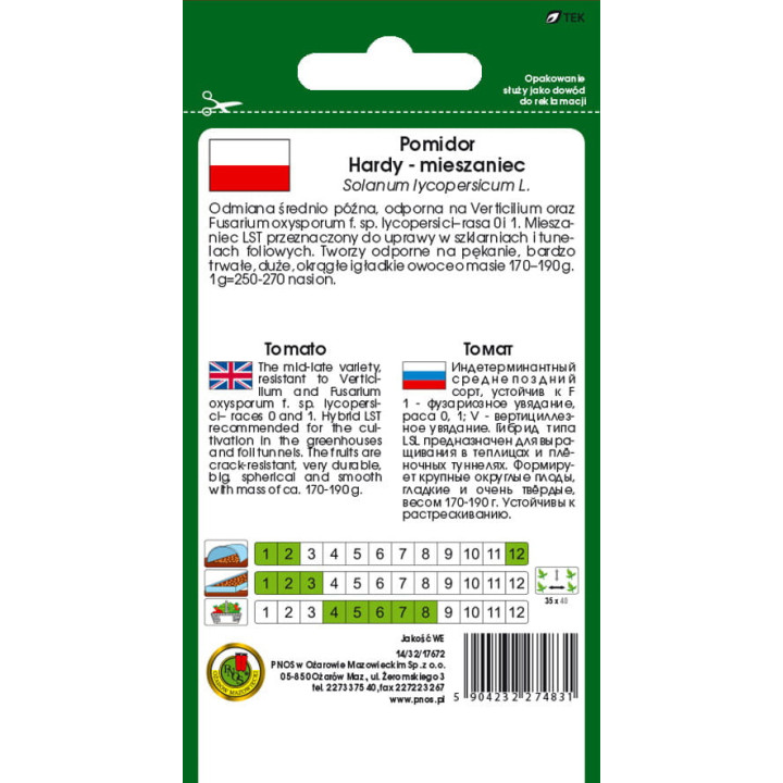 POMIDOR POD OSŁONY HARDY F1 0,1g